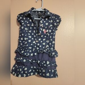 U.S Polo Assn Heart Patterned Denim Dress 24 Months